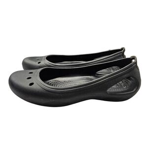 Crocs‎ Black Ballet Flats Sz 8 Non-slip Feminine Comfort Shoes #342
